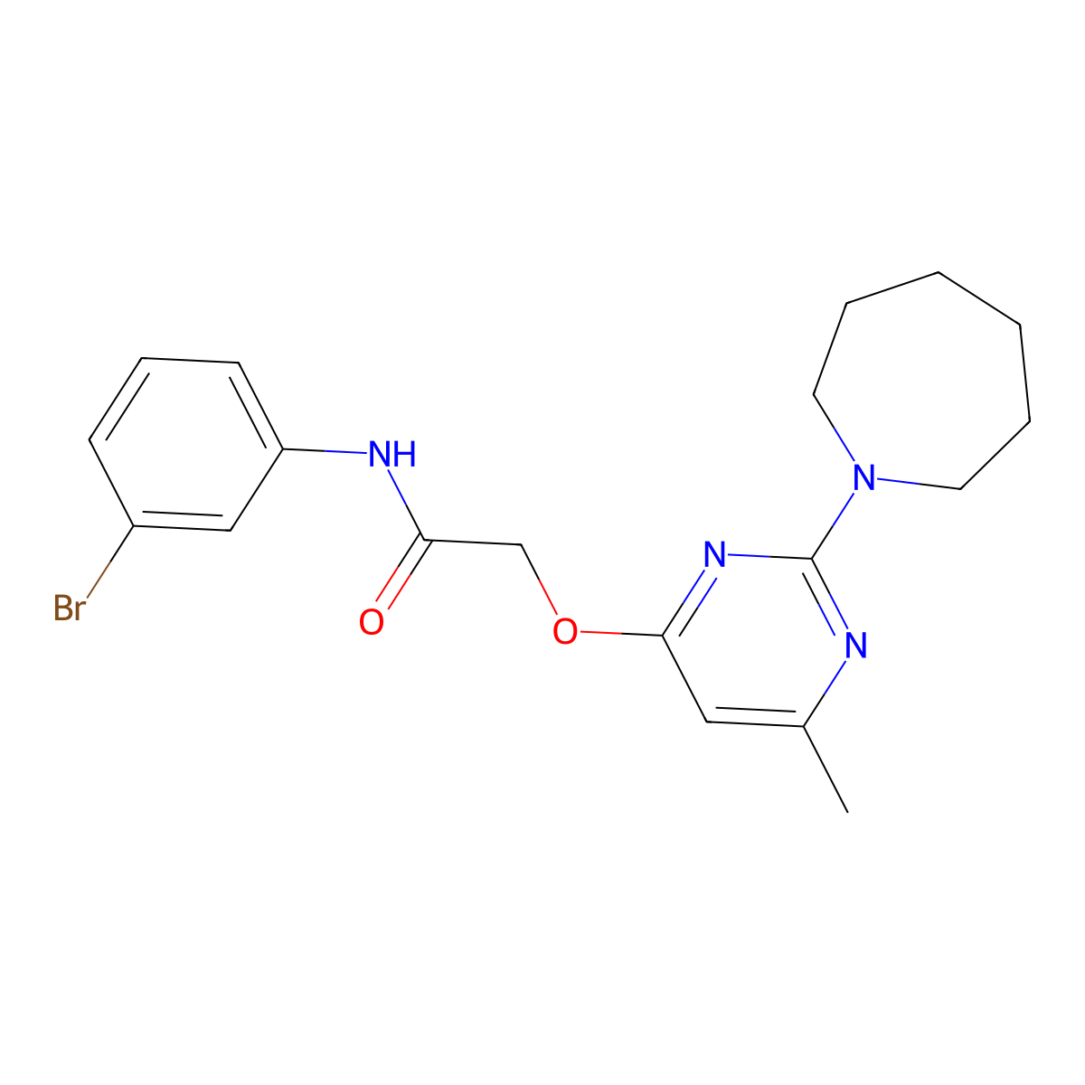 2-{[2-(azepan-1-yl)-6-methylpyrimidin-4-yl]oxy}-N-(3-bromophenyl)acetamide molecular structure, CAS 1226454-22-3