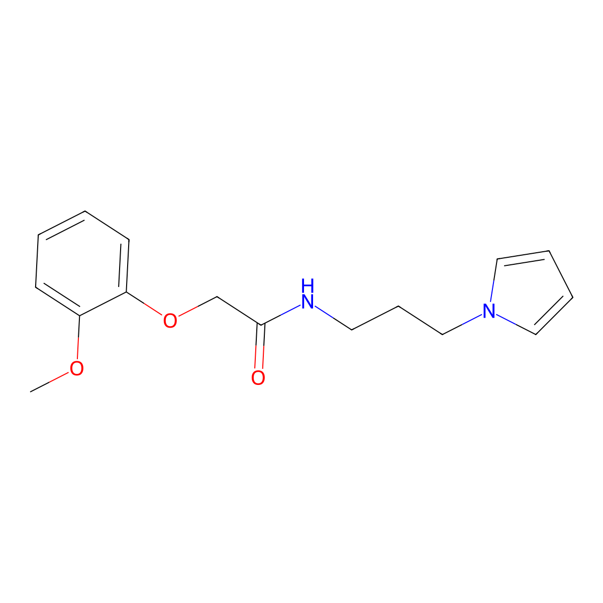 N-(3-(1H-pyrrol-1-yl)propyl)-2-(2-methoxyphenoxy)acetamide molecular structure, CAS 1226454-25-6