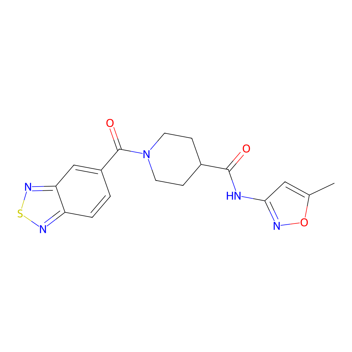 1-(benzo[c][1,2,5]thiadiazole-5-carbonyl)-N-(5-methylisoxazol-3-yl)piperidine-4-carboxamide molecular structure, CAS 1226454-49-4