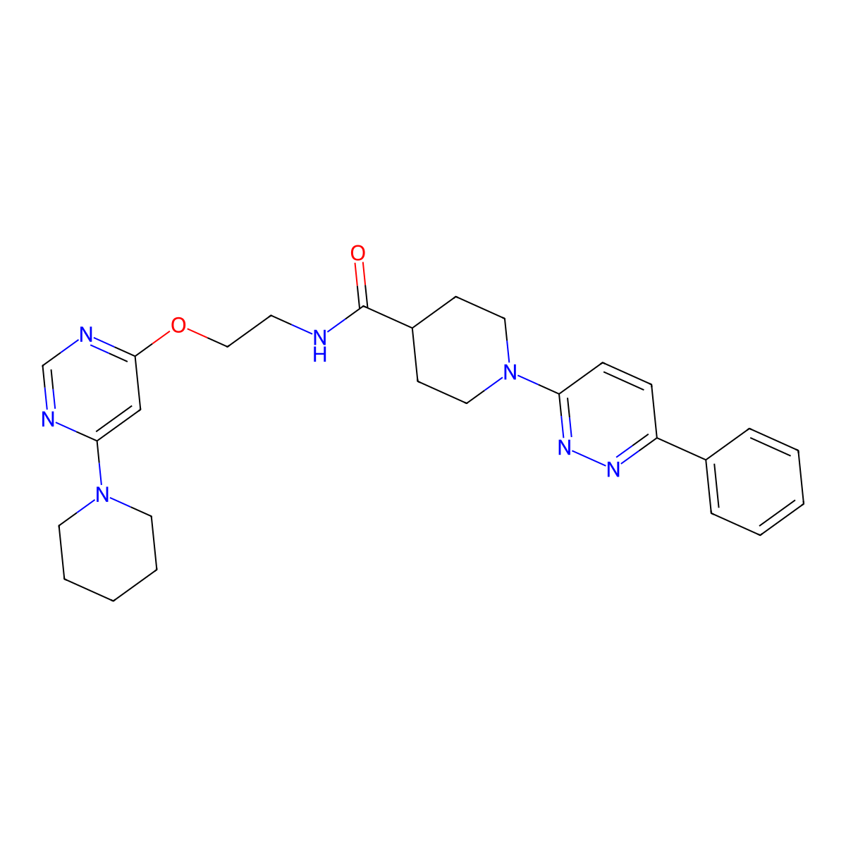 1-(6-phenylpyridazin-3-yl)-N-(2-((6-(piperidin-1-yl)pyrimidin-4-yl)oxy)ethyl)piperidine-4-carboxamide molecular structure, CAS 1226454-50-7