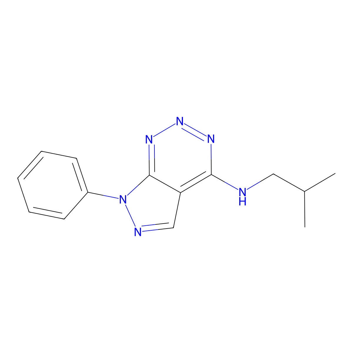 N-isobutyl-7-phenyl-7H-pyrazolo[3,4-d][1,2,3]triazin-4-amine molecular structure, CAS 1226454-53-0