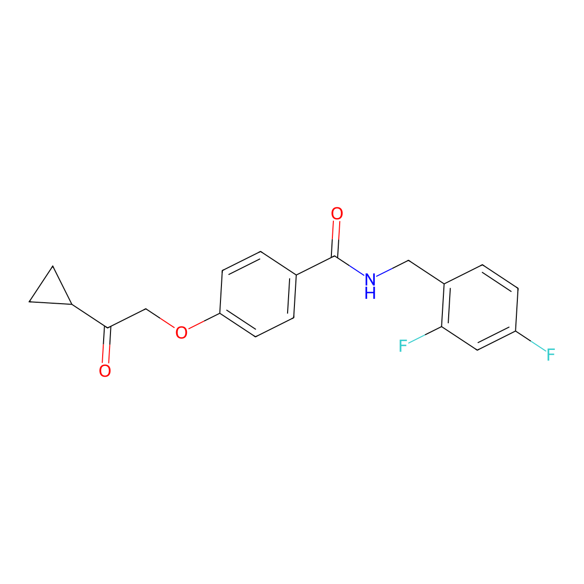 4-(2-cyclopropyl-2-oxoethoxy)-N-(2,4-difluorobenzyl)benzamide molecular structure, CAS 1226454-60-9