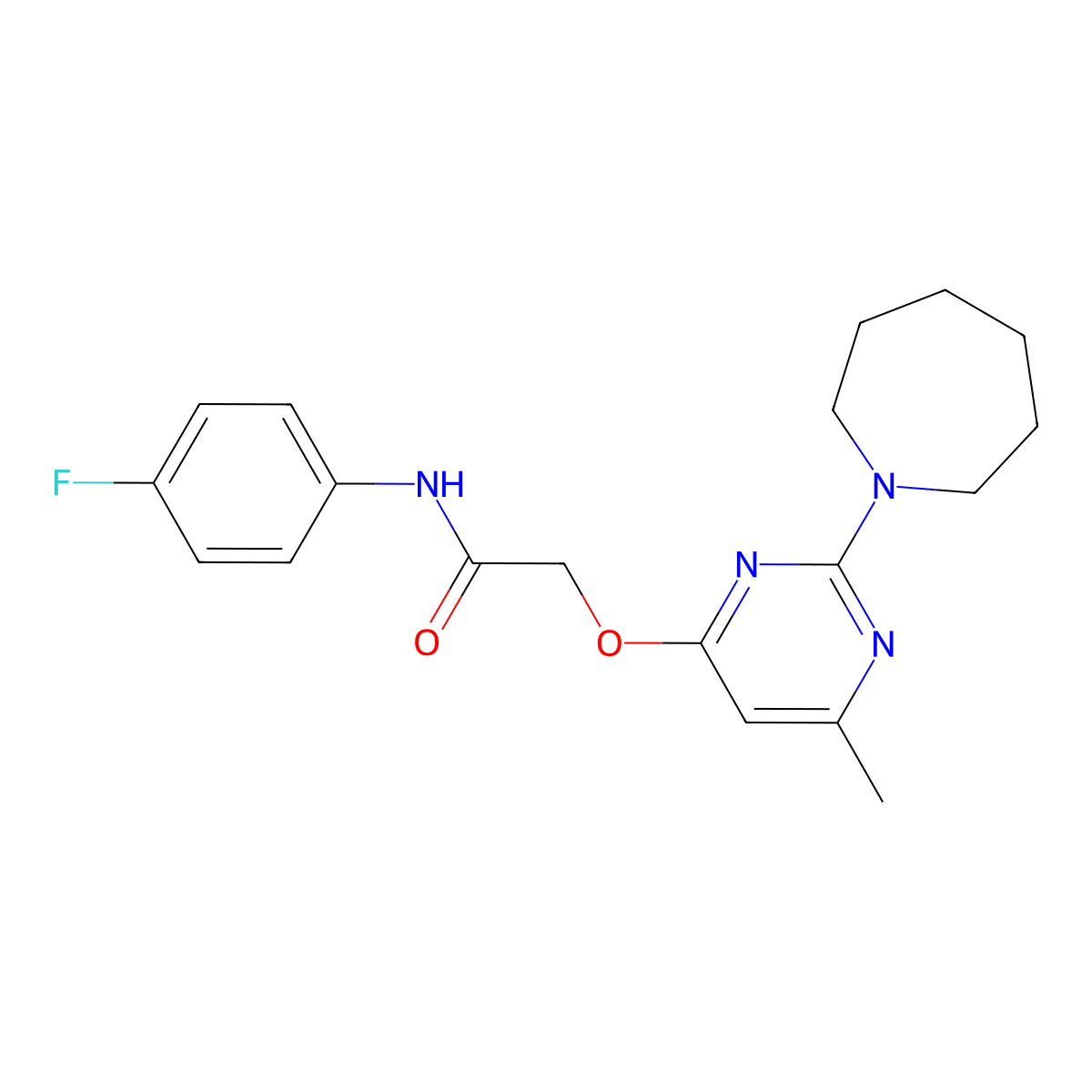 2-{[2-(azepan-1-yl)-6-methylpyrimidin-4-yl]oxy}-N-(4-fluorophenyl)acetamide molecular structure, CAS 1226454-71-2