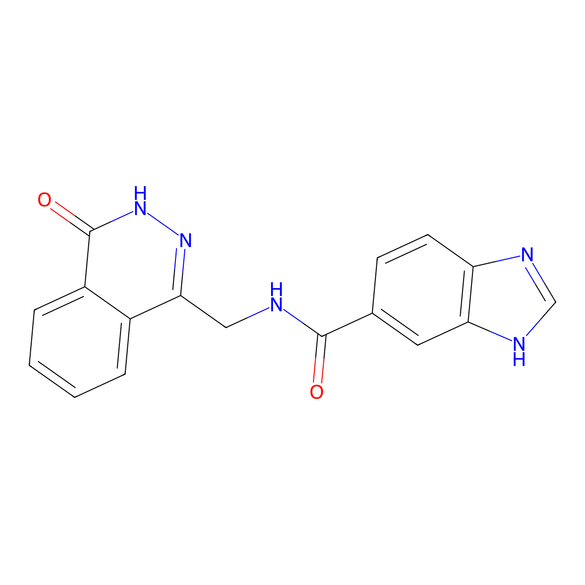 N-((4-oxo-3,4-dihydrophthalazin-1-yl)methyl)-1H-benzo[d]imidazole-5-carboxamide molecular structure, CAS 1226454-86-9