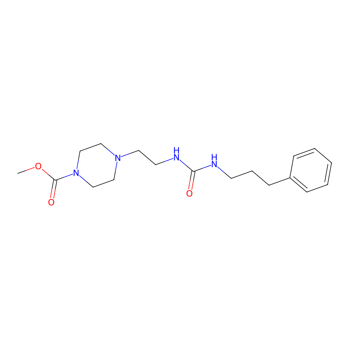 Methyl 4-(2-(3-(3-phenylpropyl)ureido)ethyl)piperazine-1-carboxylate molecular structure, CAS 1226454-88-1
