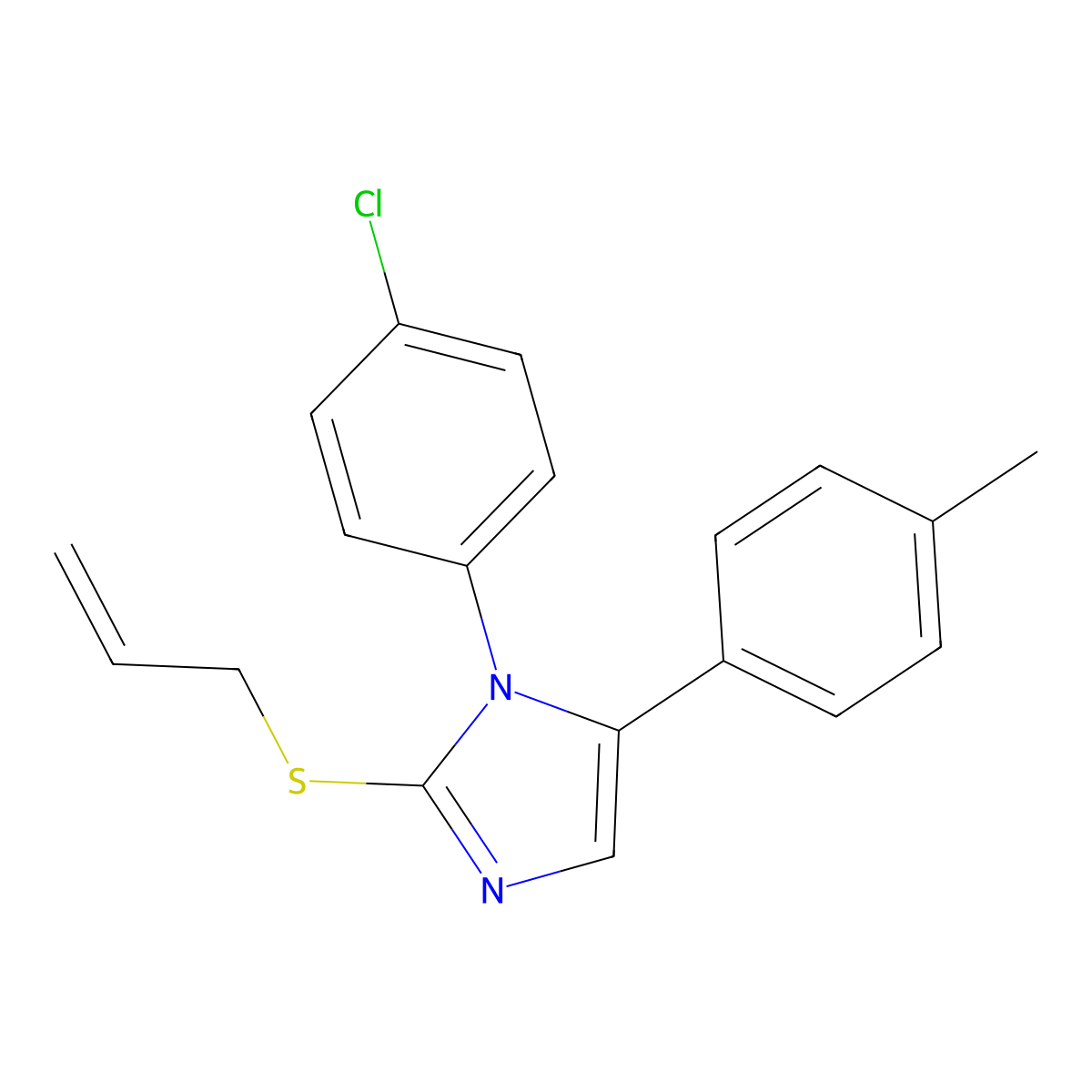 2-(allylthio)-1-(4-chlorophenyl)-5-(p-tolyl)-1H-imidazole molecular structure, CAS 1226454-90-5