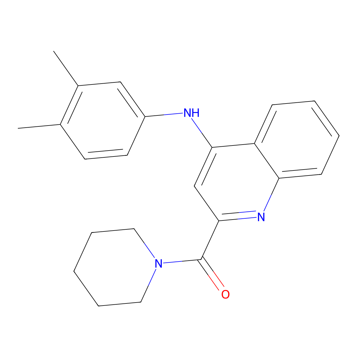 N-(3,4-dimethylphenyl)-2-(piperidine-1-carbonyl)quinolin-4-amine molecular structure, CAS 1226454-96-1