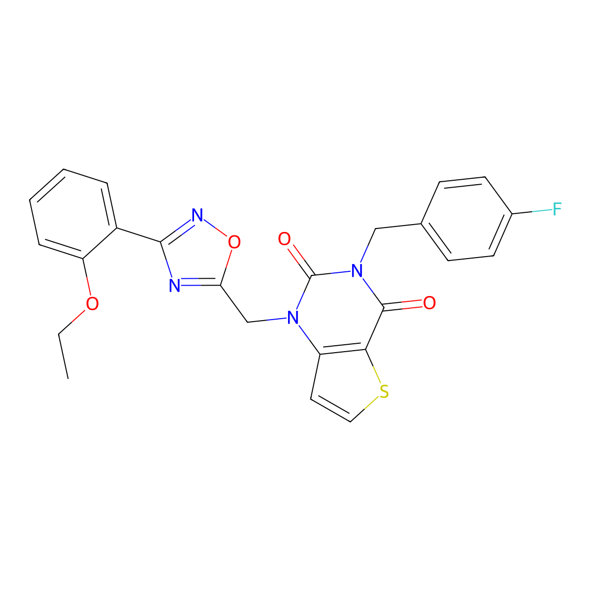 1-{[3-(2-ethoxyphenyl)-1,2,4-oxadiazol-5-yl]methyl}-3-[(4-fluorophenyl)methyl]-1H,2H,3H,4H-thieno[3,2-d]pyrimidine-2,4-dione molecular structure, CAS 1226454-98-3