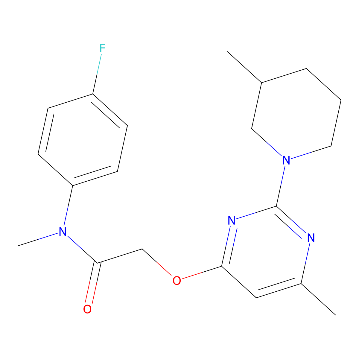 N-(4-fluorophenyl)-N-methyl-2-{[6-methyl-2-(3-methylpiperidin-1-yl)pyrimidin-4-yl]oxy}acetamide molecular structure, CAS 1226455-03-3