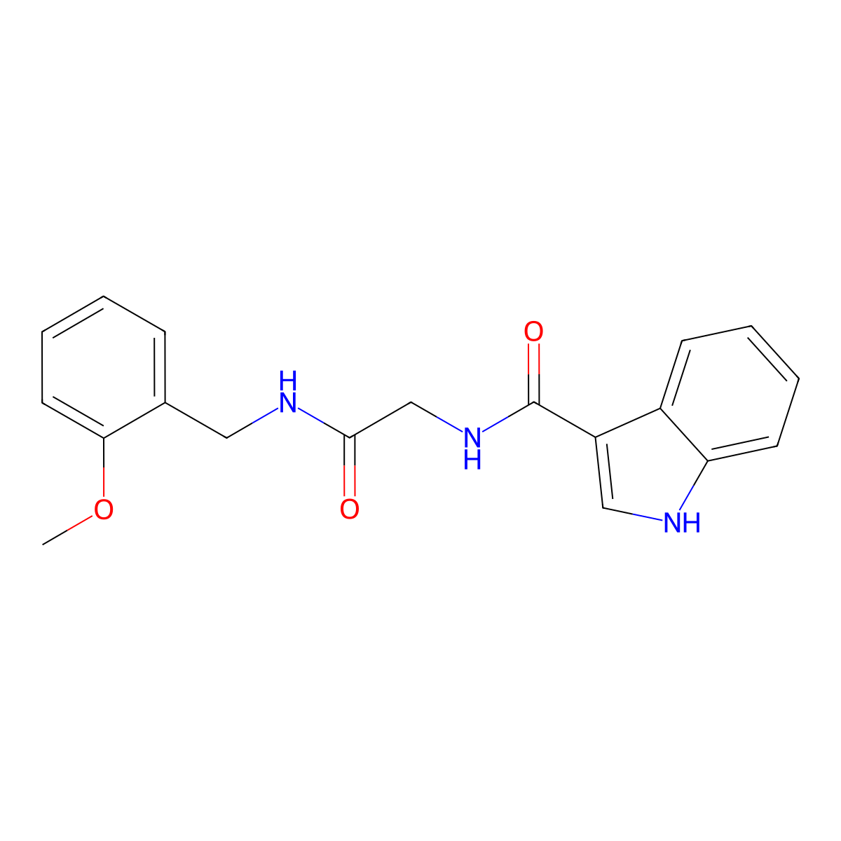N-(2-((2-methoxybenzyl)amino)-2-oxoethyl)-1H-indole-3-carboxamide molecular structure, CAS 1226455-16-8