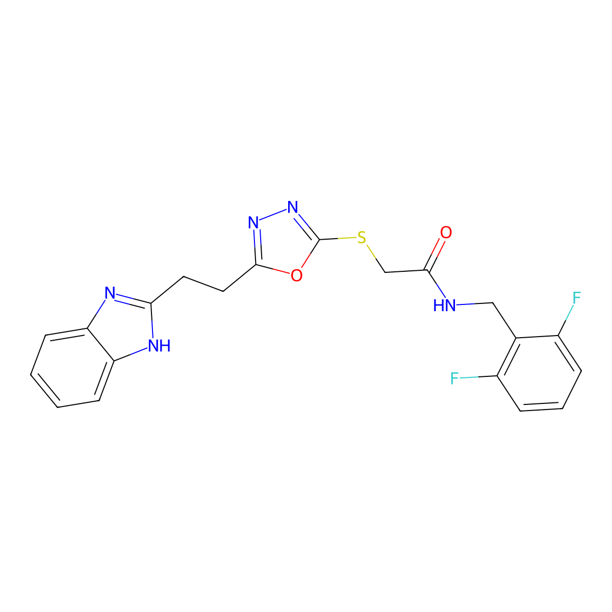 2-({5-[2-(1H-1,3-Benzodiazol-2-YL)ethyl]-1,3,4-oxadiazol-2-YL}sulfanyl)-N-[(2,6-difluorophenyl)methyl]acetamide molecular structure, CAS 1226455-26-0