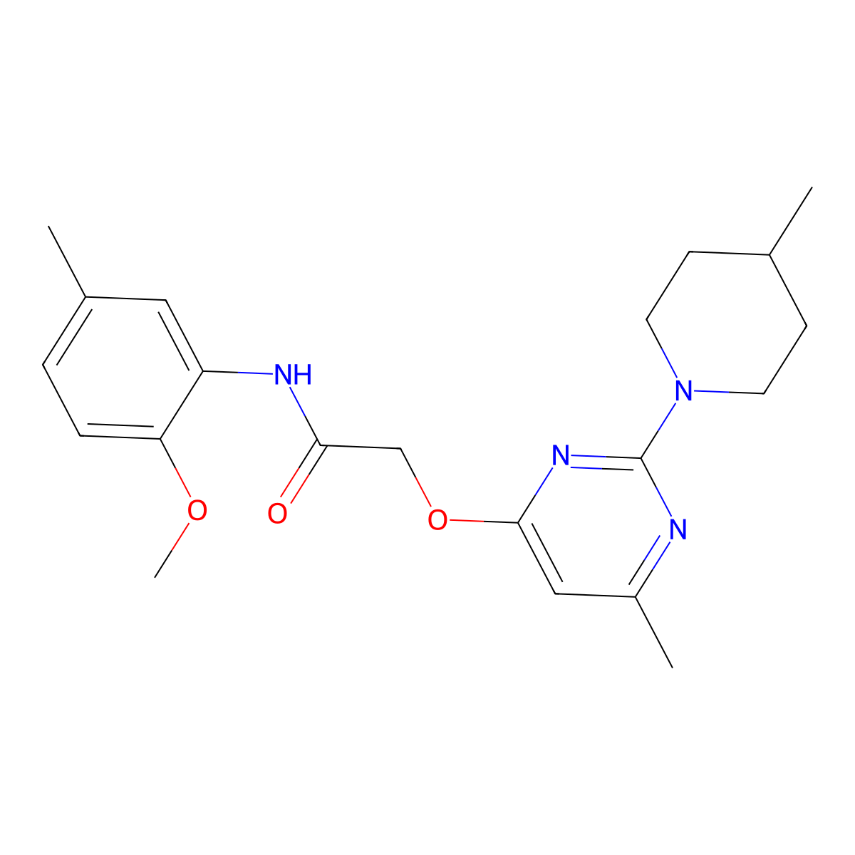 N-(2-methoxy-5-methylphenyl)-2-{[6-methyl-2-(4-methylpiperidin-1-yl)pyrimidin-4-yl]oxy}acetamide molecular structure, CAS 1226455-27-1