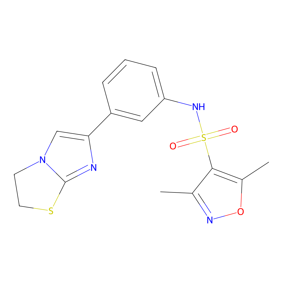 N-(3-(2,3-dihydroimidazo[2,1-b]thiazol-6-yl)phenyl)-3,5-dimethylisoxazole-4-sulfonamide molecular structure, CAS 1226455-30-6