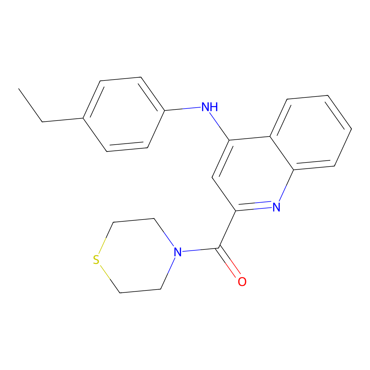 (4-((4-Ethylphenyl)amino)quinolin-2-yl)(thiomorpholino)methanone molecular structure, CAS 1226455-32-8