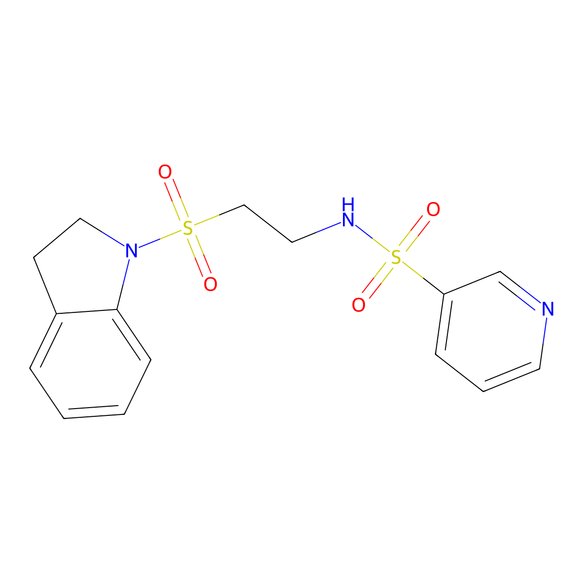 N-(2-(indolin-1-ylsulfonyl)ethyl)pyridine-3-sulfonamide molecular structure, CAS 1226455-35-1