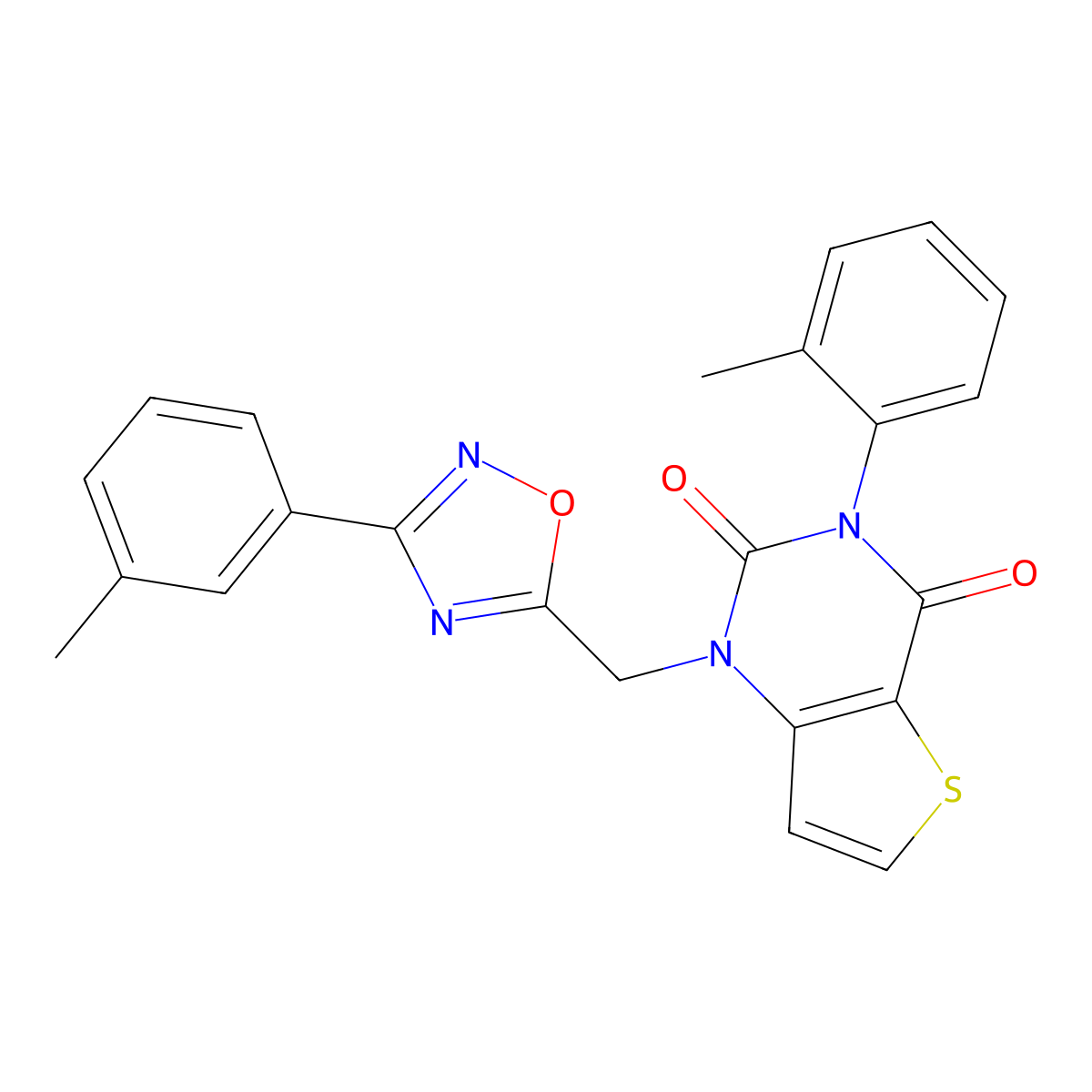 3-(o-tolyl)-1-((3-(m-tolyl)-1,2,4-oxadiazol-5-yl)methyl)thieno[3,2-d]pyrimidine-2,4(1H,3H)-dione molecular structure, CAS 1226455-37-3