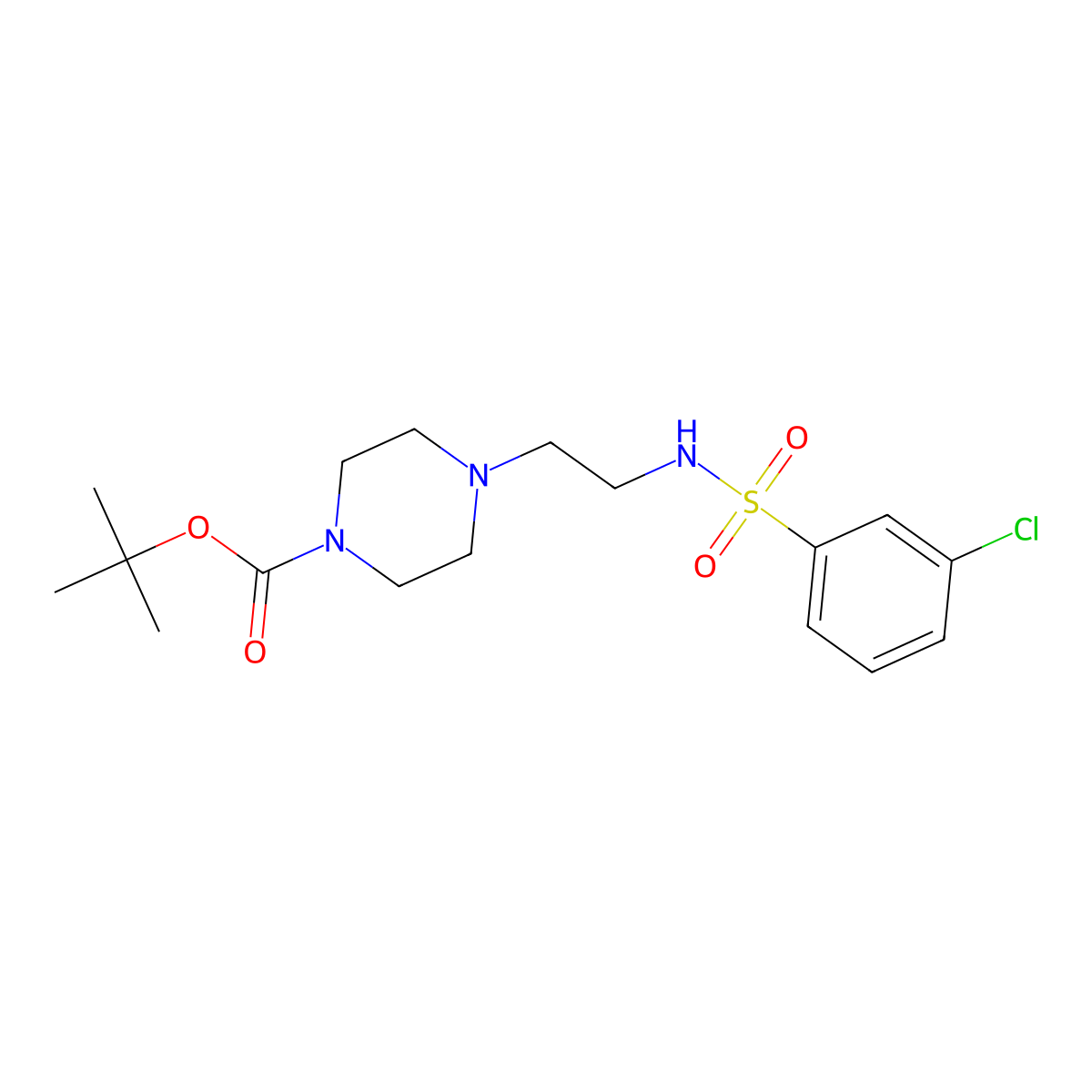 Tert-butyl 4-(2-(3-chlorophenylsulfonamido)ethyl)piperazine-1-carboxylate molecular structure, CAS 1226455-40-8