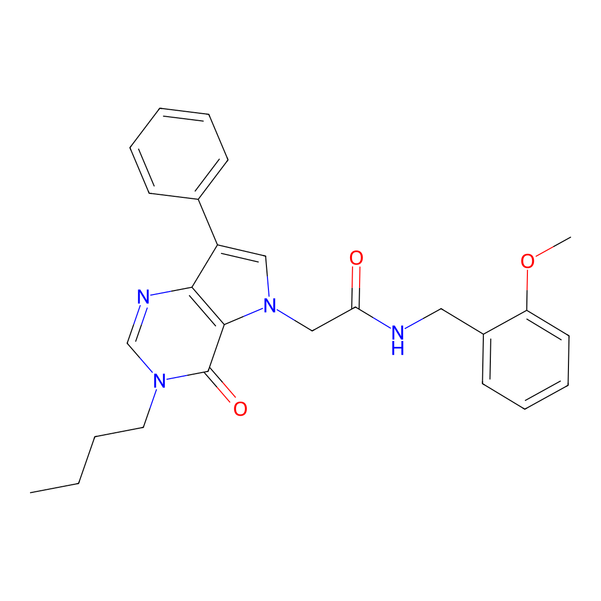2-(3-butyl-4-oxo-7-phenyl-3H-pyrrolo[3,2-d]pyrimidin-5(4H)-yl)-N-(2-methoxybenzyl)acetamide molecular structure, CAS 1226455-44-2