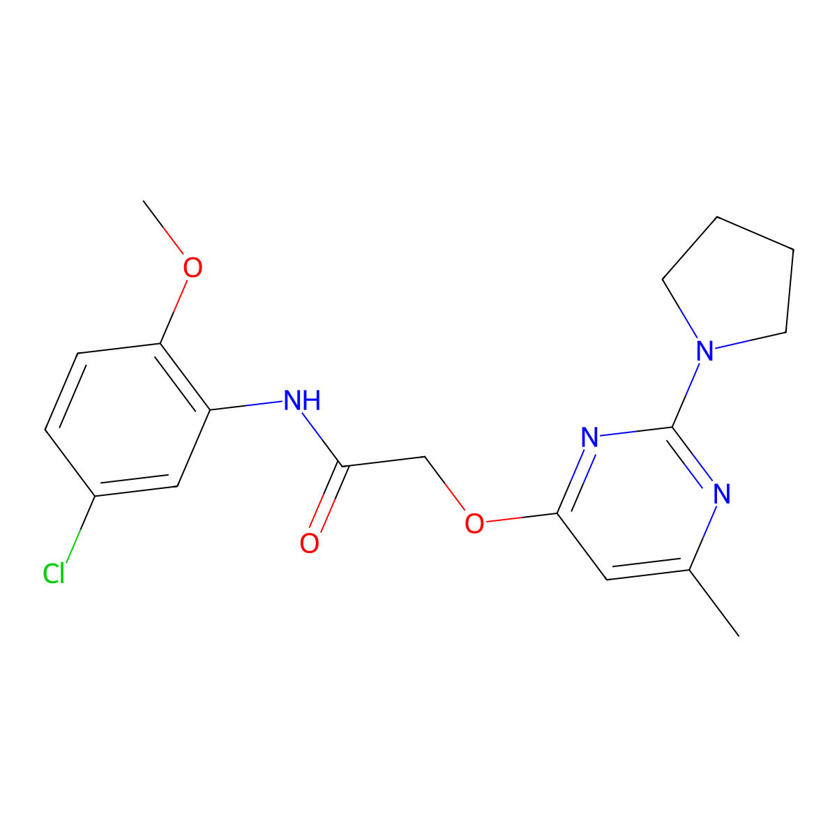 N-(5-chloro-2-methoxyphenyl)-2-{[6-methyl-2-(pyrrolidin-1-yl)pyrimidin-4-yl]oxy}acetamide molecular structure, CAS 1226455-45-3
