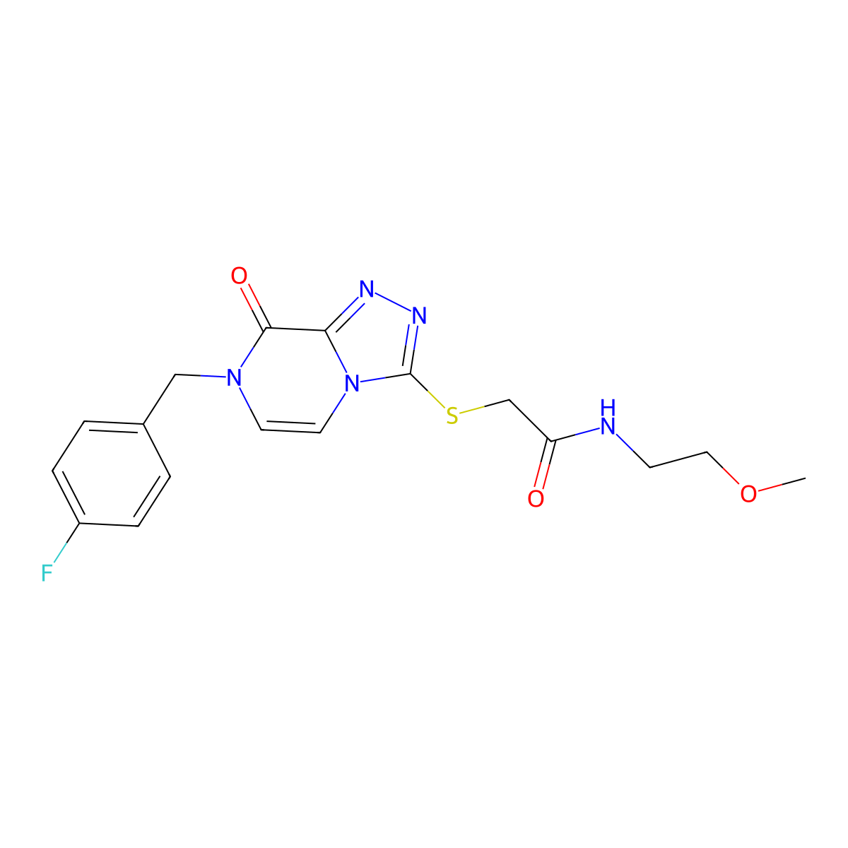 2-({7-[(4-fluorophenyl)methyl]-8-oxo-7H,8H-[1,2,4]triazolo[4,3-a]pyrazin-3-yl}sulfanyl)-N-(2-methoxyethyl)acetamide molecular structure, CAS 1226455-58-8