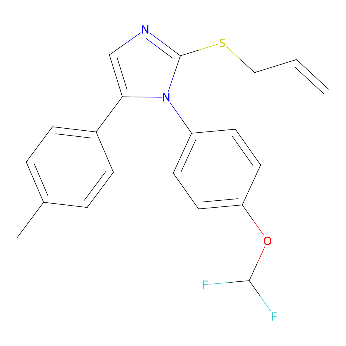 2-(allylthio)-1-(4-(difluoromethoxy)phenyl)-5-(p-tolyl)-1H-imidazole molecular structure, CAS 1226455-63-5