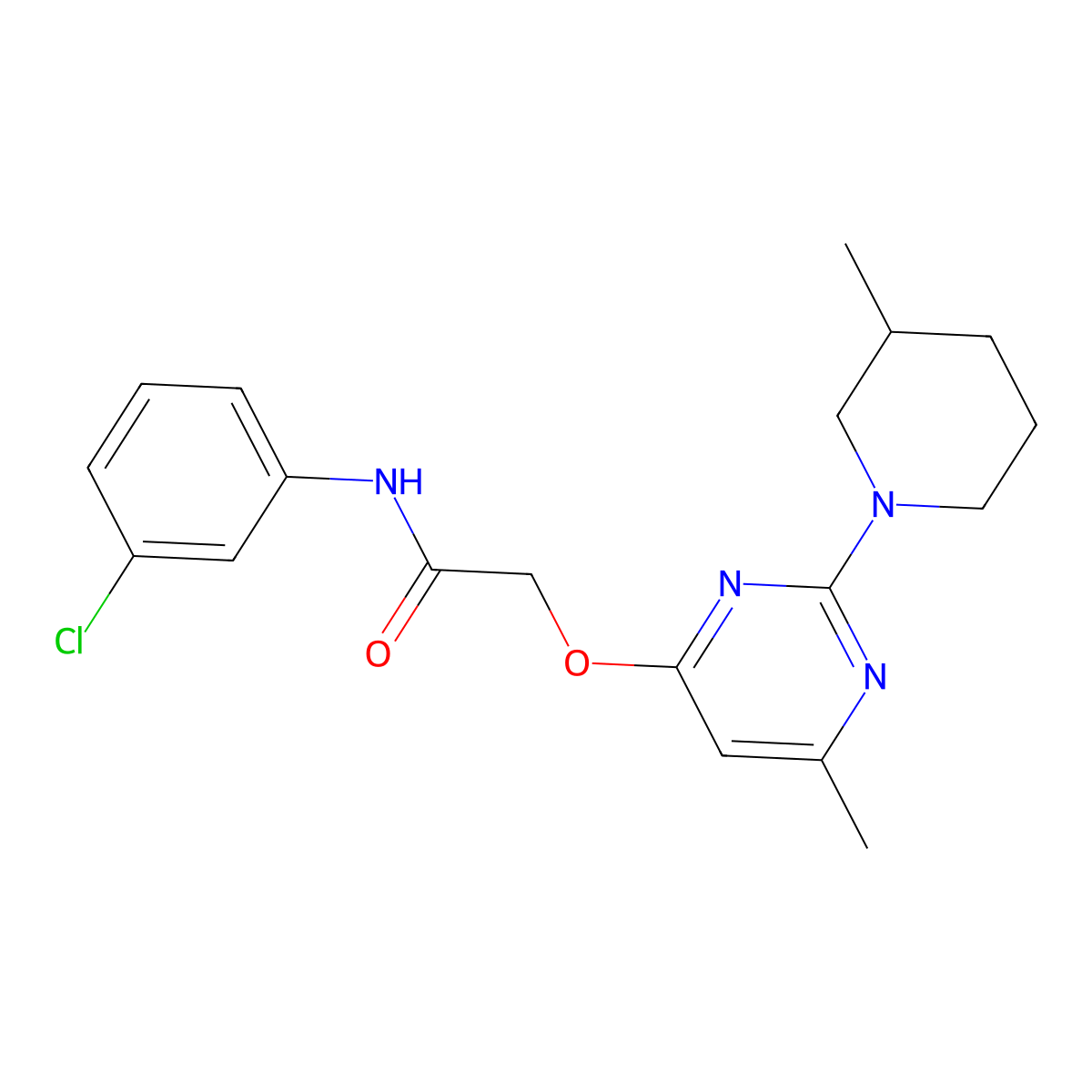 N-(3-chlorophenyl)-2-{[6-methyl-2-(3-methylpiperidin-1-yl)pyrimidin-4-yl]oxy}acetamide molecular structure, CAS 1226455-71-5