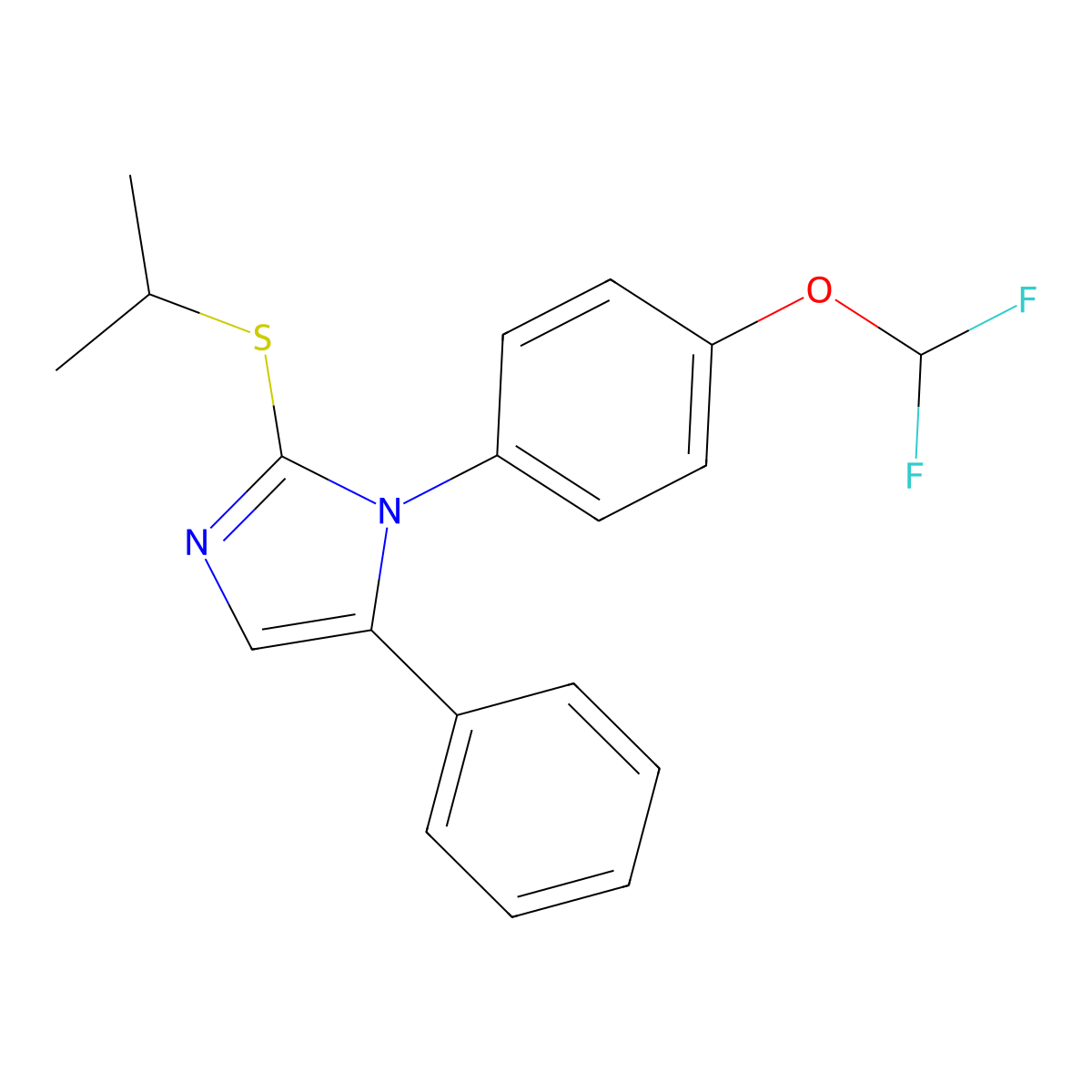 1-(4-(difluoromethoxy)phenyl)-2-(isopropylthio)-5-phenyl-1H-imidazole molecular structure, CAS 1226455-73-7