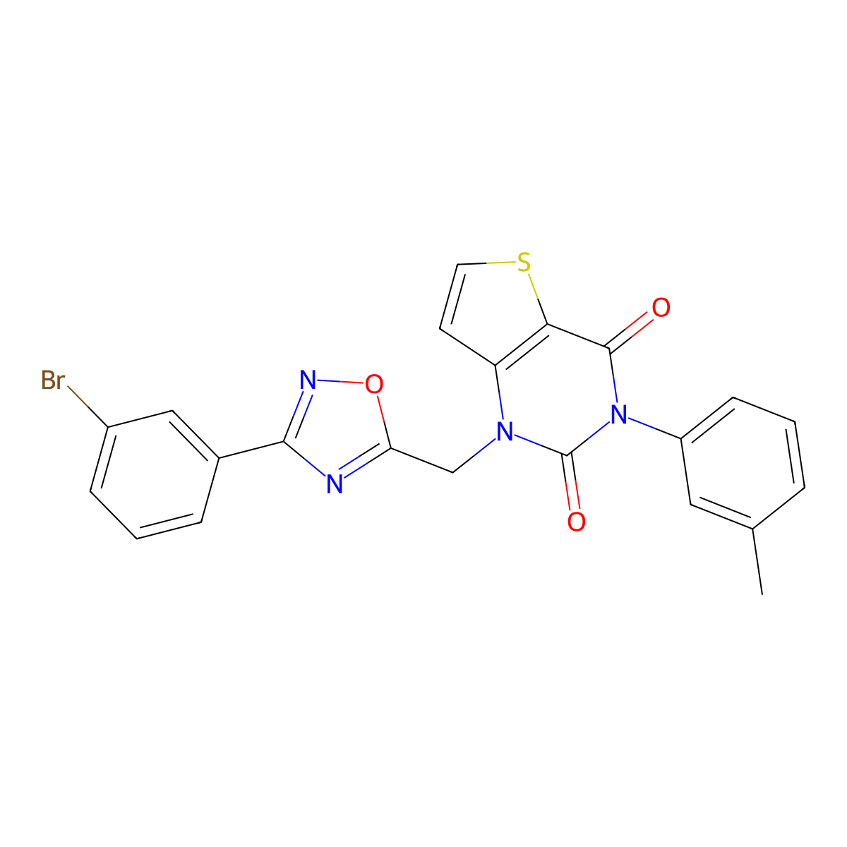 1-((3-(3-bromophenyl)-1,2,4-oxadiazol-5-yl)methyl)-3-(m-tolyl)thieno[3,2-d]pyrimidine-2,4(1H,3H)-dione molecular structure, CAS 1226455-93-1