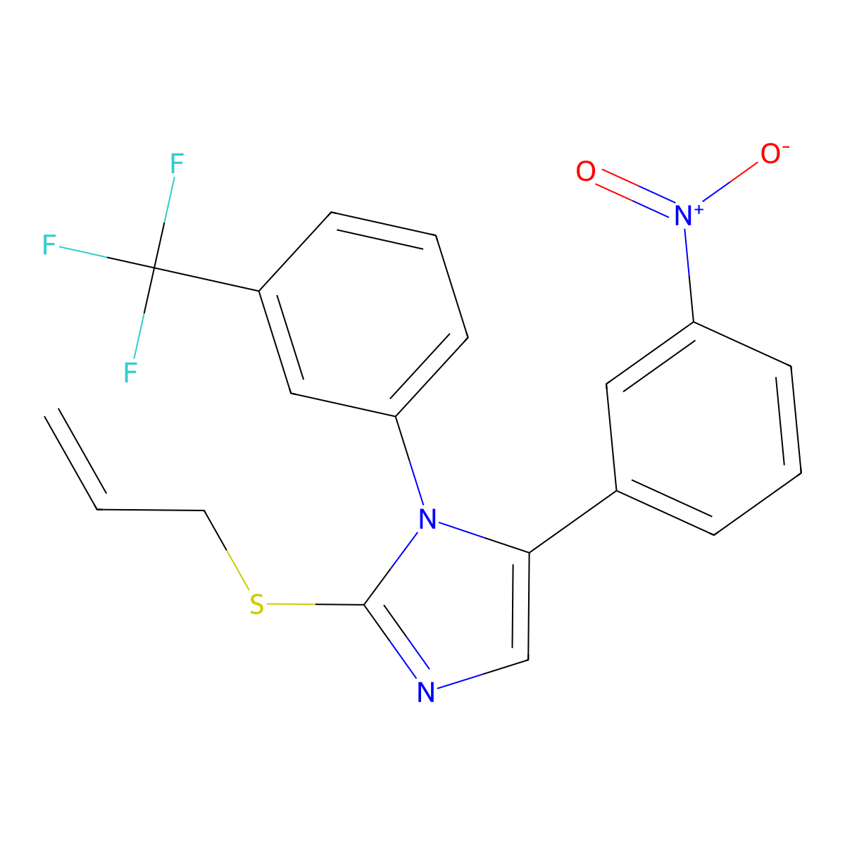 2-(allylthio)-5-(3-nitrophenyl)-1-(3-(trifluoromethyl)phenyl)-1H-imidazole molecular structure, CAS 1226456-11-6
