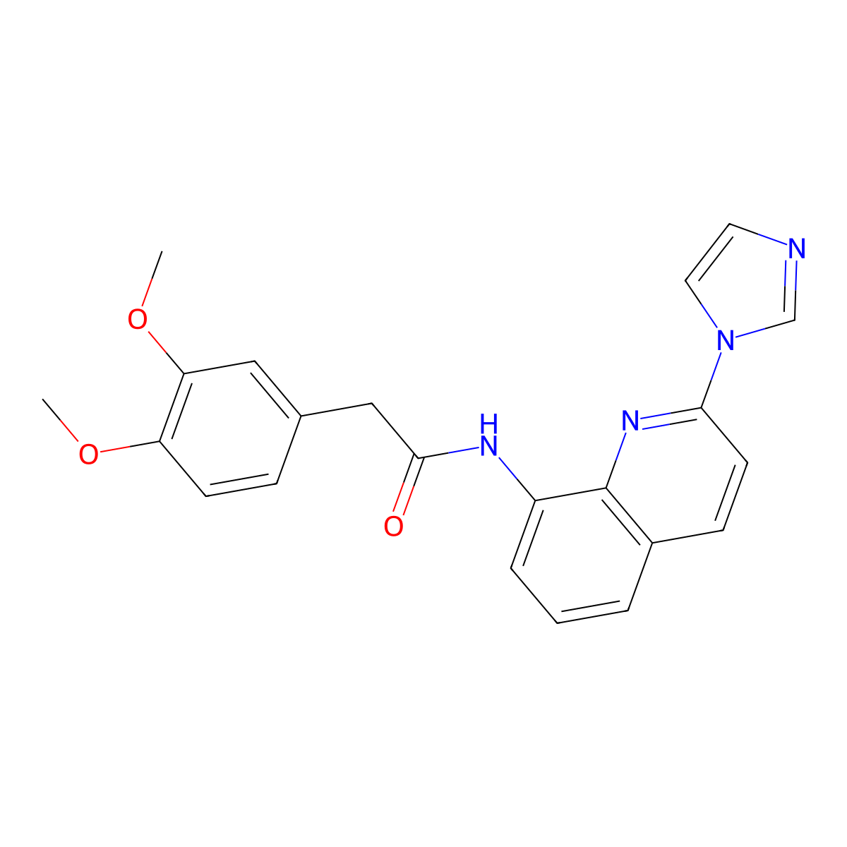 N-(2-(1H-imidazol-1-yl)quinolin-8-yl)-2-(3,4-dimethoxyphenyl)acetamide molecular structure, CAS 1226456-27-4