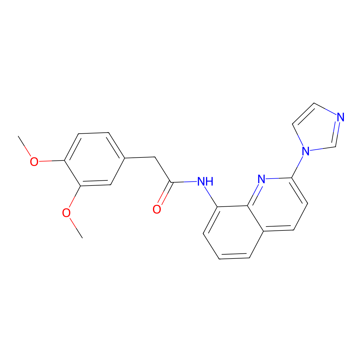 N-(2-(1H-imidazol-1-yl)quinolin-8-yl)-2-(3,4-dimethoxyphenyl)acetamide molecular structure, CAS 1226456-27-4