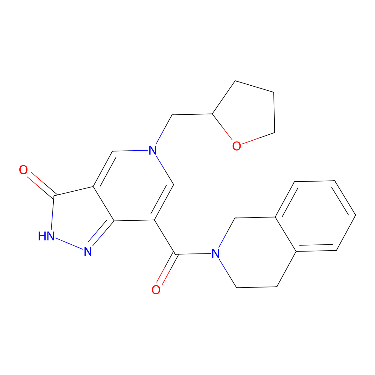 5-((tetrahydrofuran-2-yl)methyl)-7-(1,2,3,4-tetrahydroisoquinoline-2-carbonyl)-2H-pyrazolo[4,3-c]pyridin-3(5H)-one molecular structure, CAS 1226456-28-5