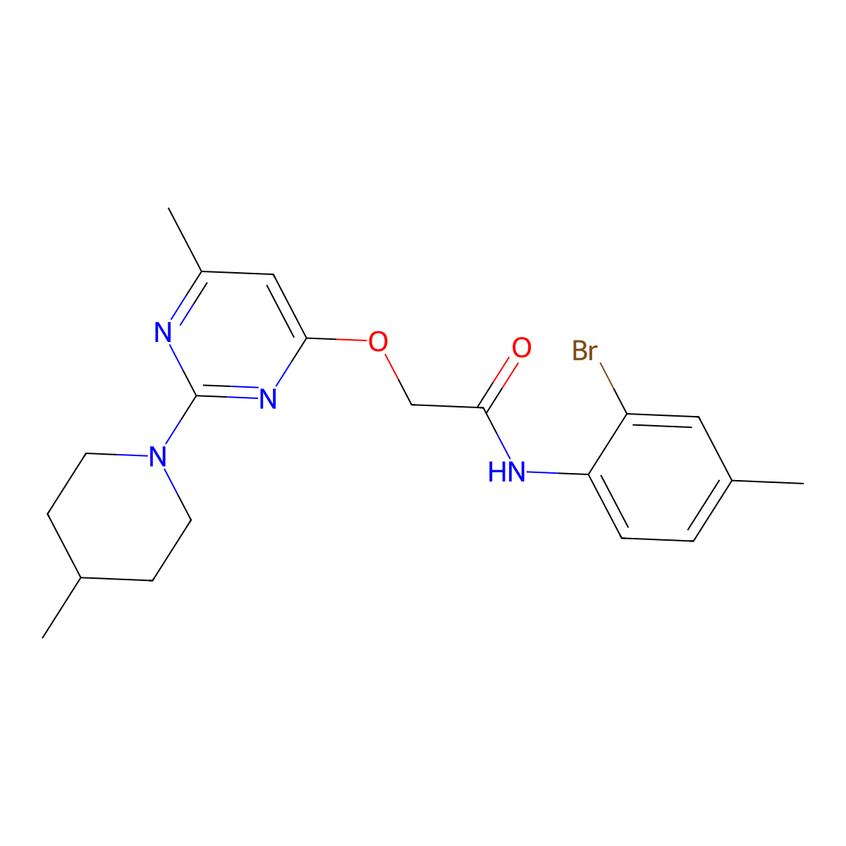 N-(2-bromo-4-methylphenyl)-2-{[6-methyl-2-(4-methylpiperidin-1-yl)pyrimidin-4-yl]oxy}acetamide molecular structure, CAS 1226456-32-1