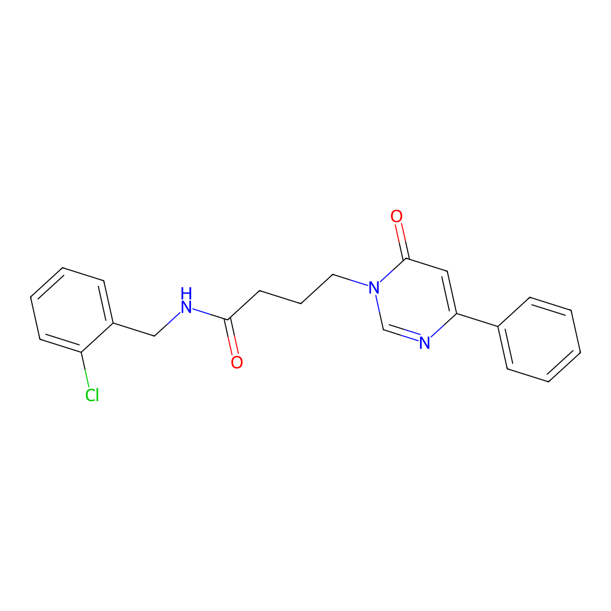 N-(2-chlorobenzyl)-4-(6-oxo-4-phenylpyrimidin-1(6H)-yl)butanamide molecular structure, CAS 1226456-36-5