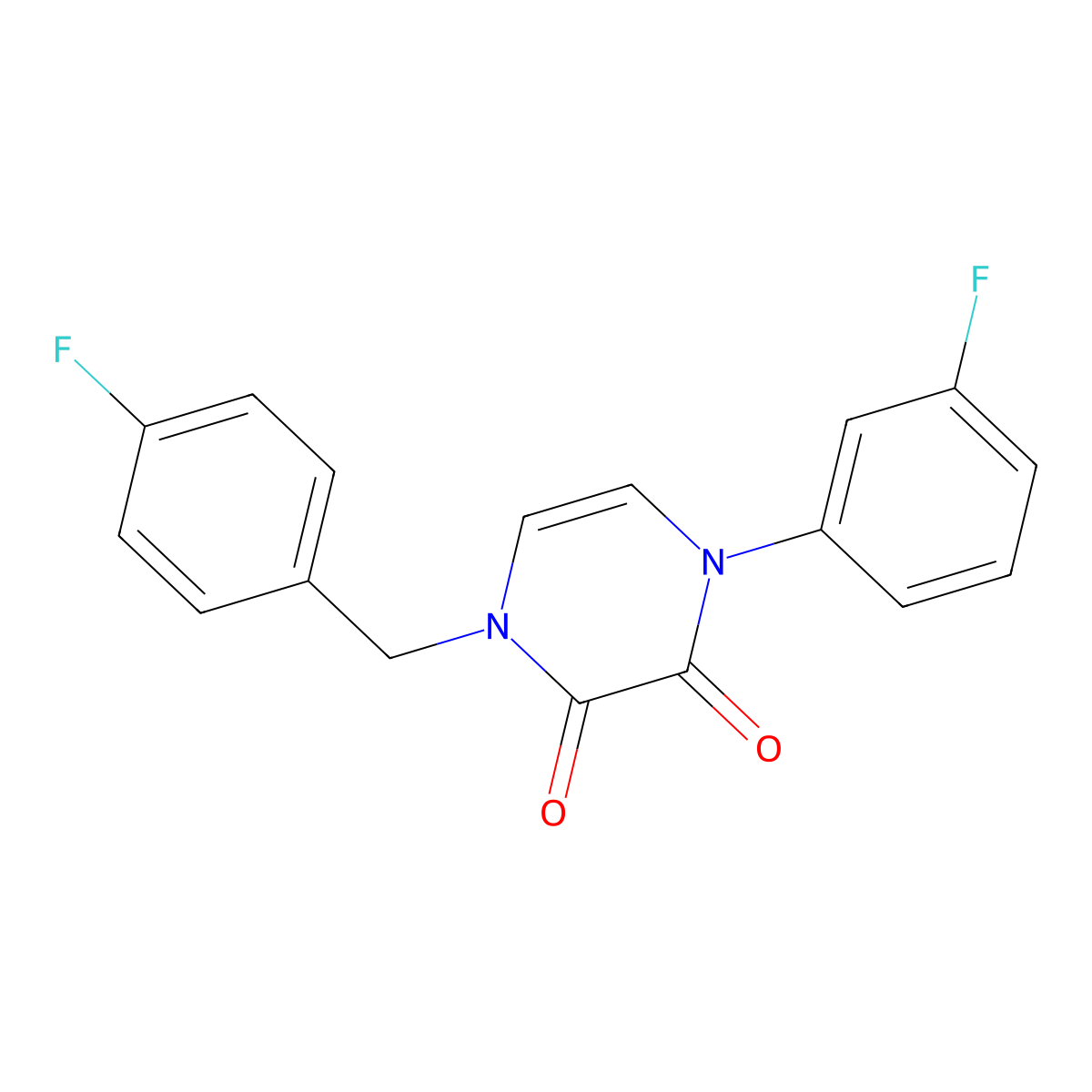 1-(4-fluorobenzyl)-4-(3-fluorophenyl)pyrazine-2,3(1H,4H)-dione molecular structure, CAS 1226456-42-3