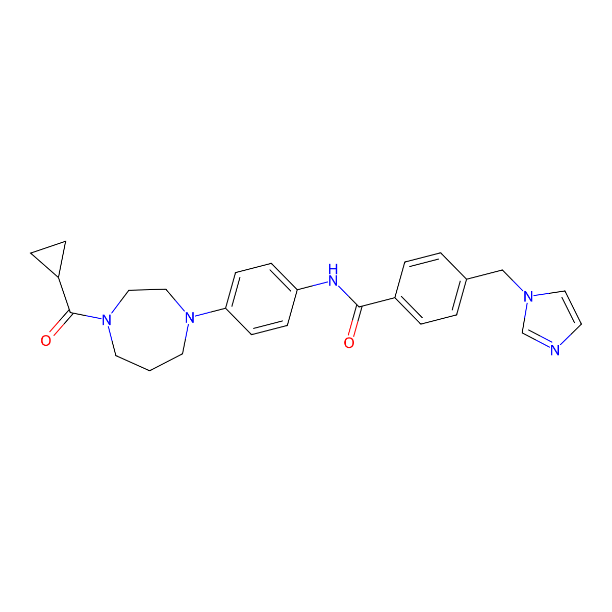 4-((1H-imidazol-1-yl)methyl)-N-(4-(4-(cyclopropanecarbonyl)-1,4-diazepan-1-yl)phenyl)benzamide molecular structure, CAS 1226456-44-5
