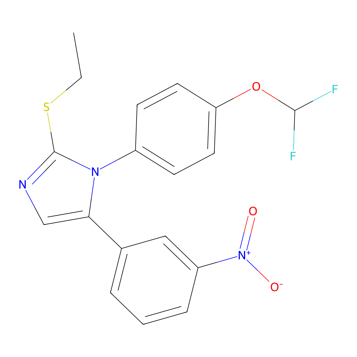 1-(4-(difluoromethoxy)phenyl)-2-(ethylthio)-5-(3-nitrophenyl)-1H-imidazole molecular structure, CAS 1226456-55-8