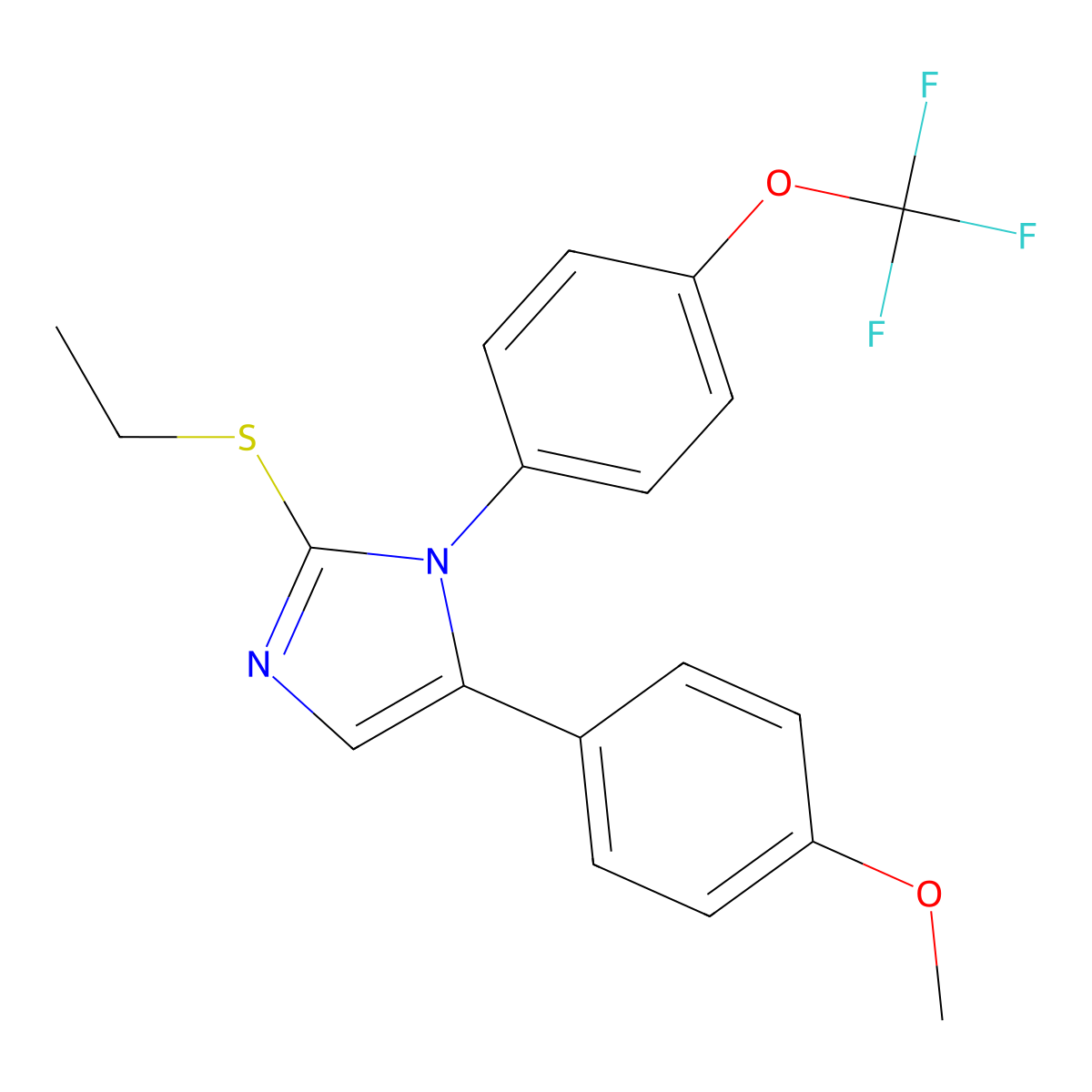 2-(ethylthio)-5-(4-methoxyphenyl)-1-(4-(trifluoromethoxy)phenyl)-1H-imidazole molecular structure, CAS 1226456-59-2