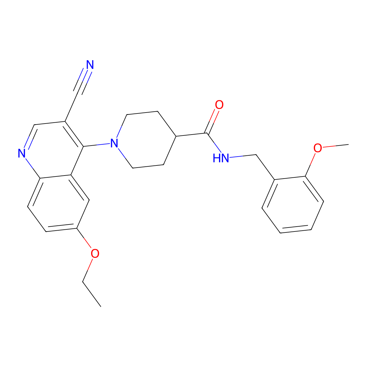 1-(3-cyano-6-ethoxyquinolin-4-yl)-N-[(2-methoxyphenyl)methyl]piperidine-4-carboxamide molecular structure, CAS 1226456-79-6