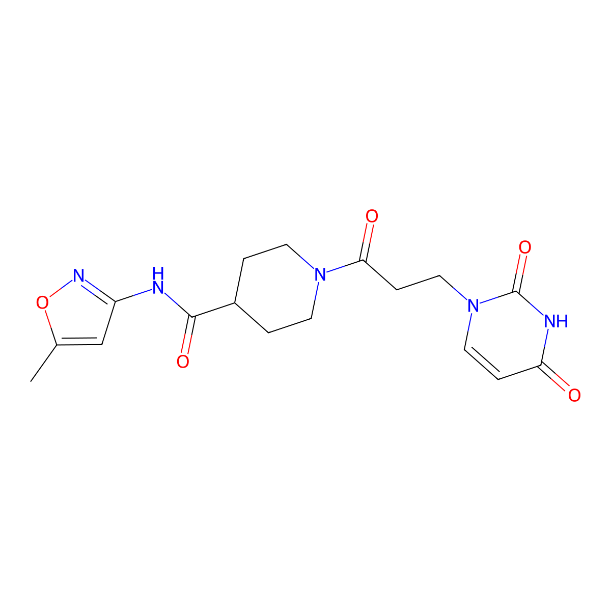 1-[3-(2,4-dioxo-1,2,3,4-tetrahydropyrimidin-1-yl)propanoyl]-N-(5-methyl-1,2-oxazol-3-yl)piperidine-4-carboxamide molecular structure, CAS 1226456-94-5