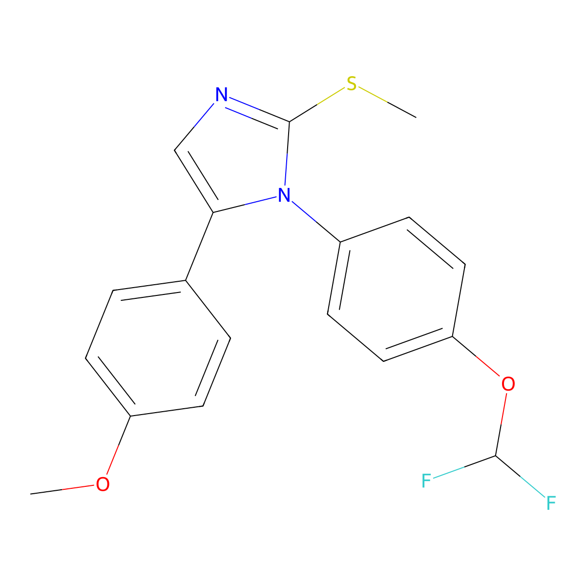 1-(4-(difluoromethoxy)phenyl)-5-(4-methoxyphenyl)-2-(methylthio)-1H-imidazole molecular structure, CAS 1226457-04-0