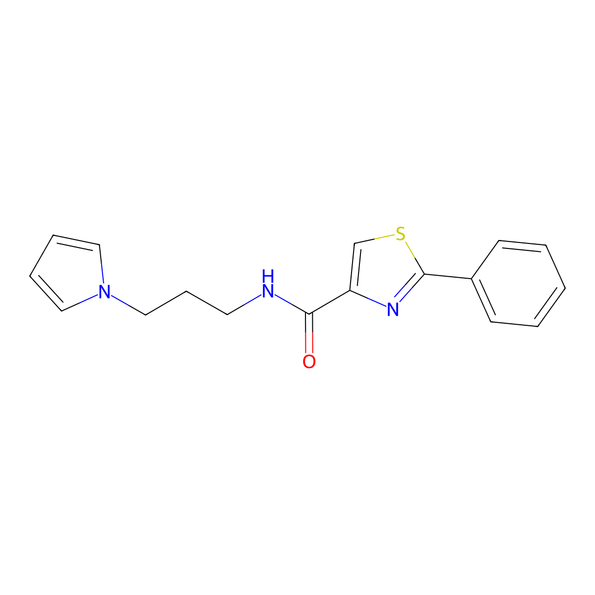 N-(3-(1H-pyrrol-1-yl)propyl)-2-phenylthiazole-4-carboxamide molecular structure, CAS 1226457-05-1