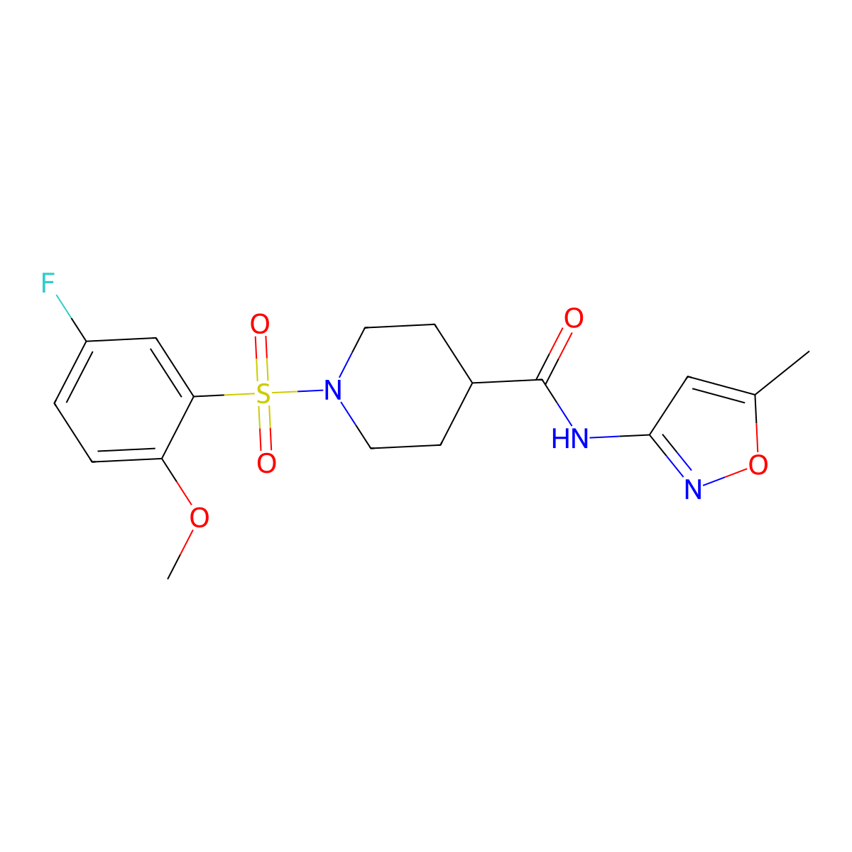 1-((5-fluoro-2-methoxyphenyl)sulfonyl)-N-(5-methylisoxazol-3-yl)piperidine-4-carboxamide molecular structure, CAS 1226457-06-2