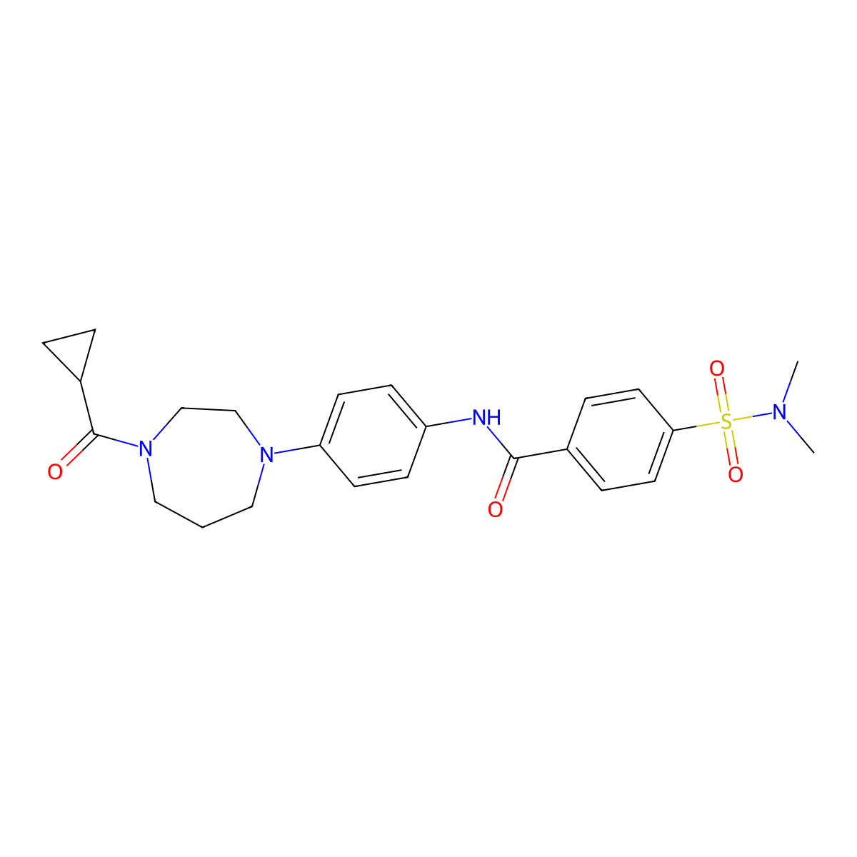 N-(4-(4-(cyclopropanecarbonyl)-1,4-diazepan-1-yl)phenyl)-4-(N,N-dimethylsulfamoyl)benzamide molecular structure, CAS 1226457-08-4