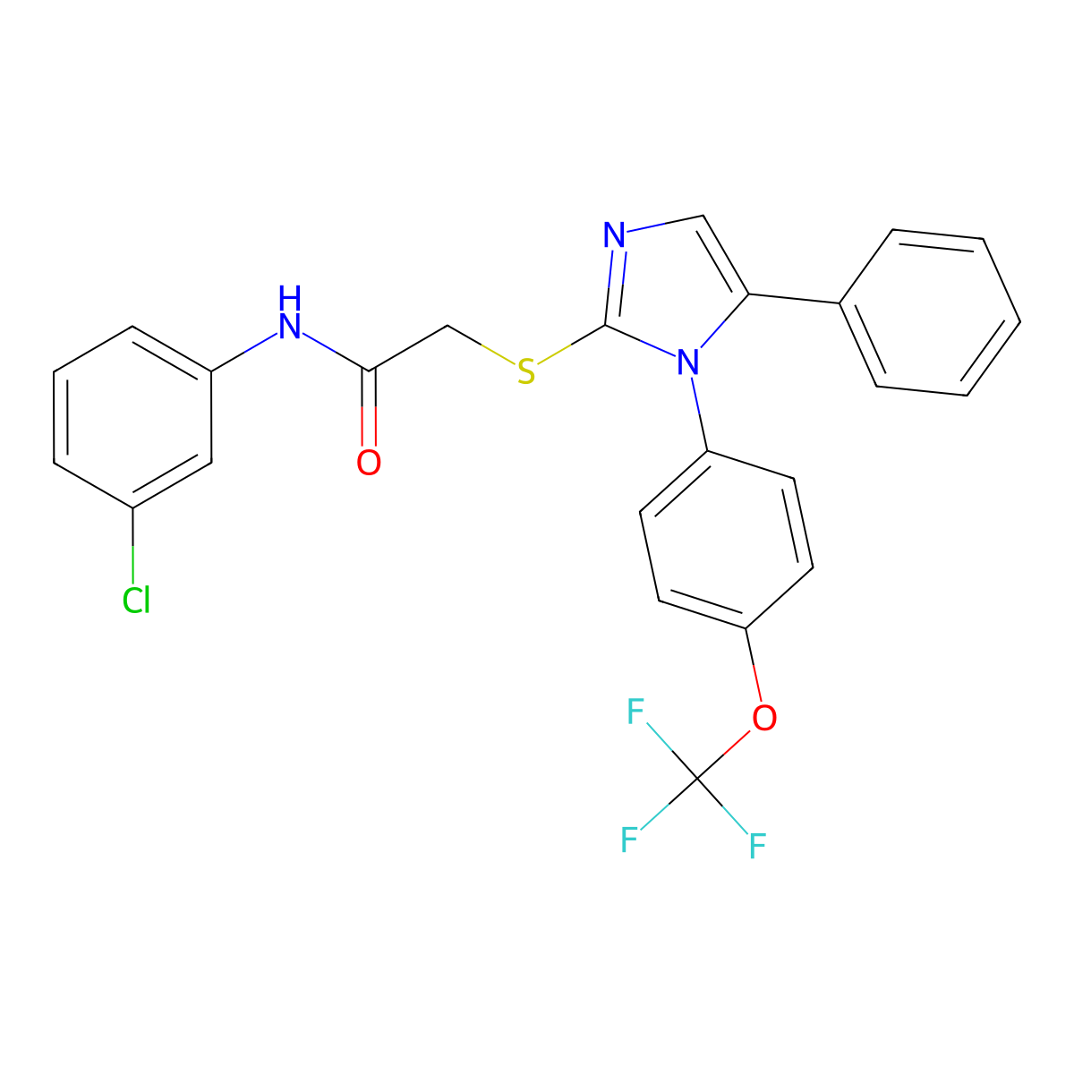 N-(3-chlorophenyl)-2-((5-phenyl-1-(4-(trifluoromethoxy)phenyl)-1H-imidazol-2-yl)thio)acetamide molecular structure, CAS 1226457-15-3