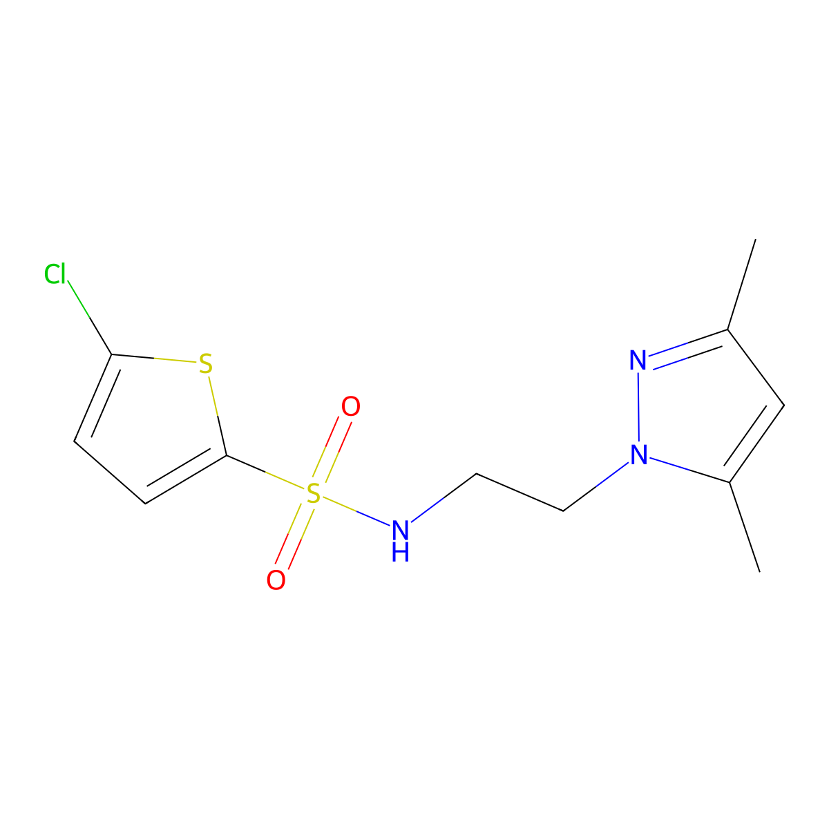 5-chloro-N-[2-(3,5-dimethyl-1H-pyrazol-1-yl)ethyl]thiophene-2-sulfonamide molecular structure, CAS 1226457-16-4