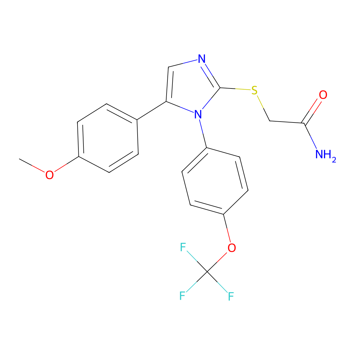 2-((5-(4-methoxyphenyl)-1-(4-(trifluoromethoxy)phenyl)-1H-imidazol-2-yl)thio)acetamide molecular structure, CAS 1226457-17-5