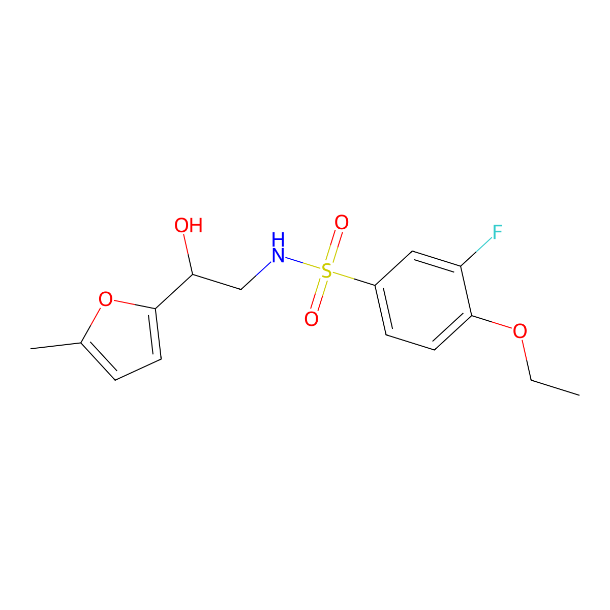 4-ethoxy-3-fluoro-N-(2-hydroxy-2-(5-methylfuran-2-yl)ethyl)benzenesulfonamide molecular structure, CAS 1226457-21-1