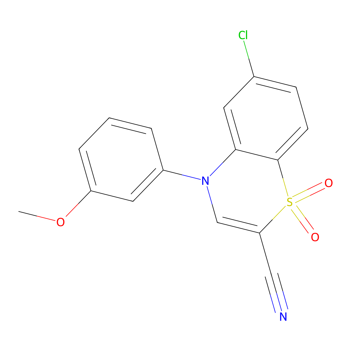 6-chloro-4-(3-methoxyphenyl)-1,1-dioxo-4H-1lambda6,4-benzothiazine-2-carbonitrile molecular structure, CAS 1226457-39-1