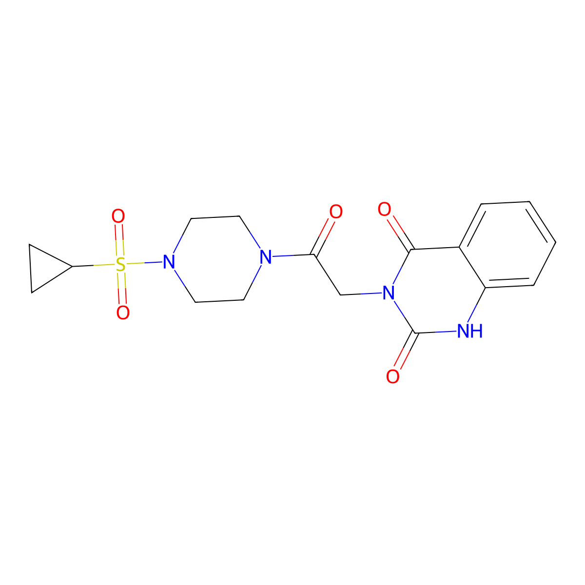 3-(2-(4-(cyclopropylsulfonyl)piperazin-1-yl)-2-oxoethyl)quinazoline-2,4(1H,3H)-dione molecular structure, CAS 1226457-48-2